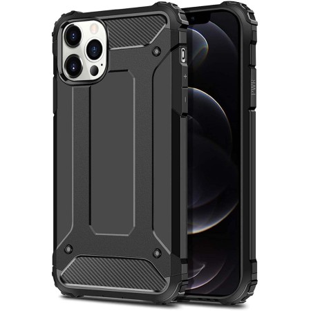 Funda Tipo Hybrid Tough Armor (Pc+Tpu) Negra para Iphone 12 Pro Max (6.7)