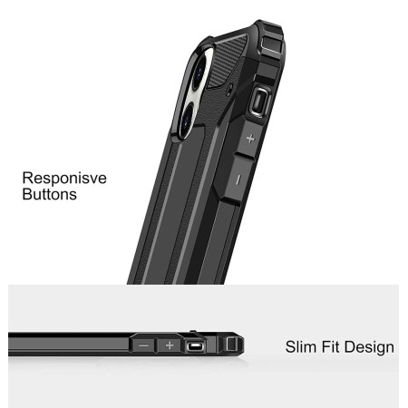 Funda Tipo Hybrid Tough Armor (Pc+Tpu) Negra para Iphone 12 Pro Max (6.7)