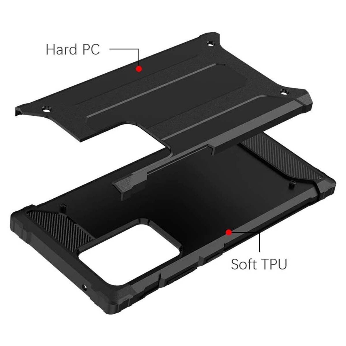Funda Tipo Hybrid Tough Armor (Pc+Tpu) Negra para  Samsung Galaxy Note 20 Ultra