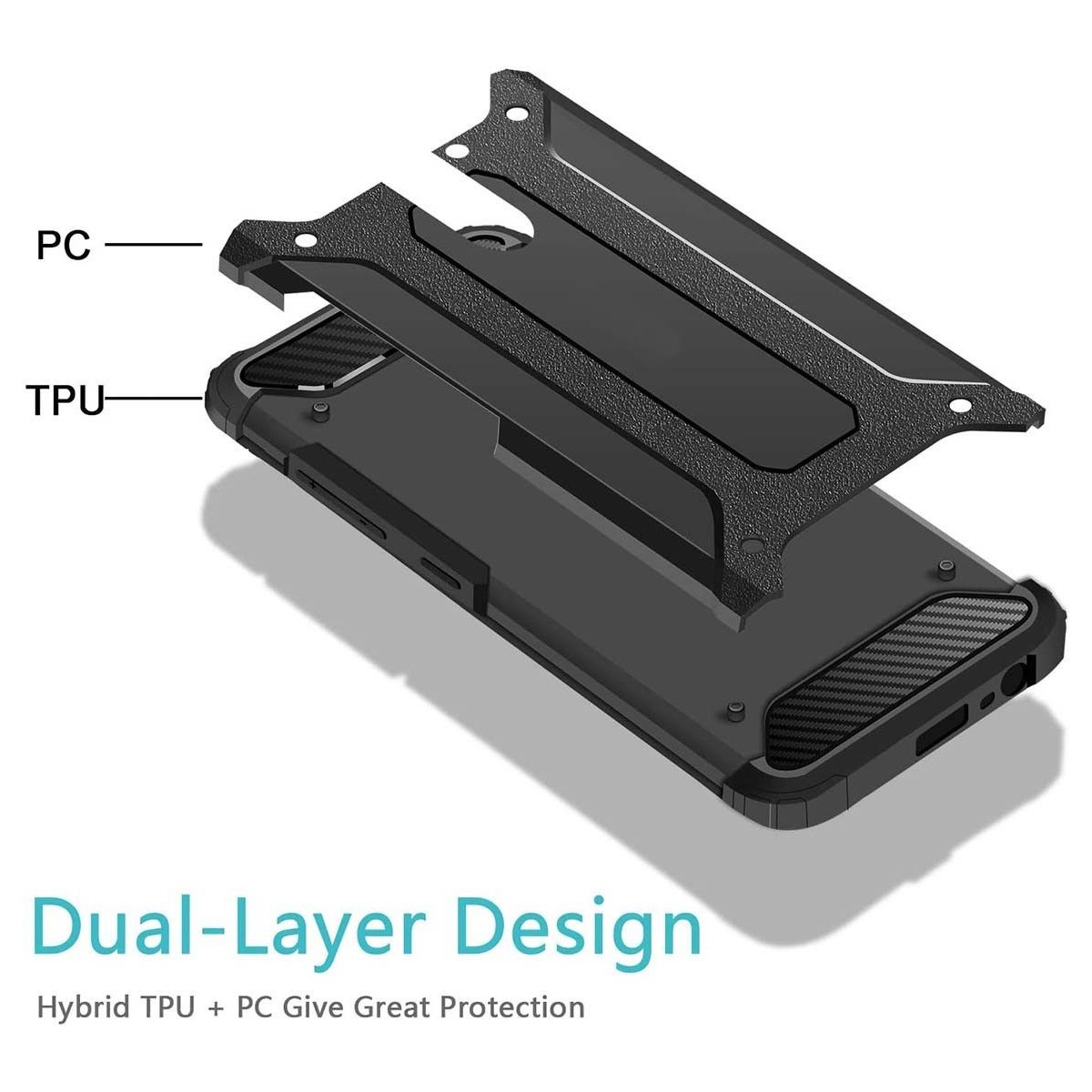 Funda Tipo Hybrid Tough Armor (Pc+Tpu) Negra para  Xiaomi Redmi 9