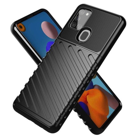 Funda Gel Flexible Thunder Armor Rugged para Samsung Galaxy A21S color Negra