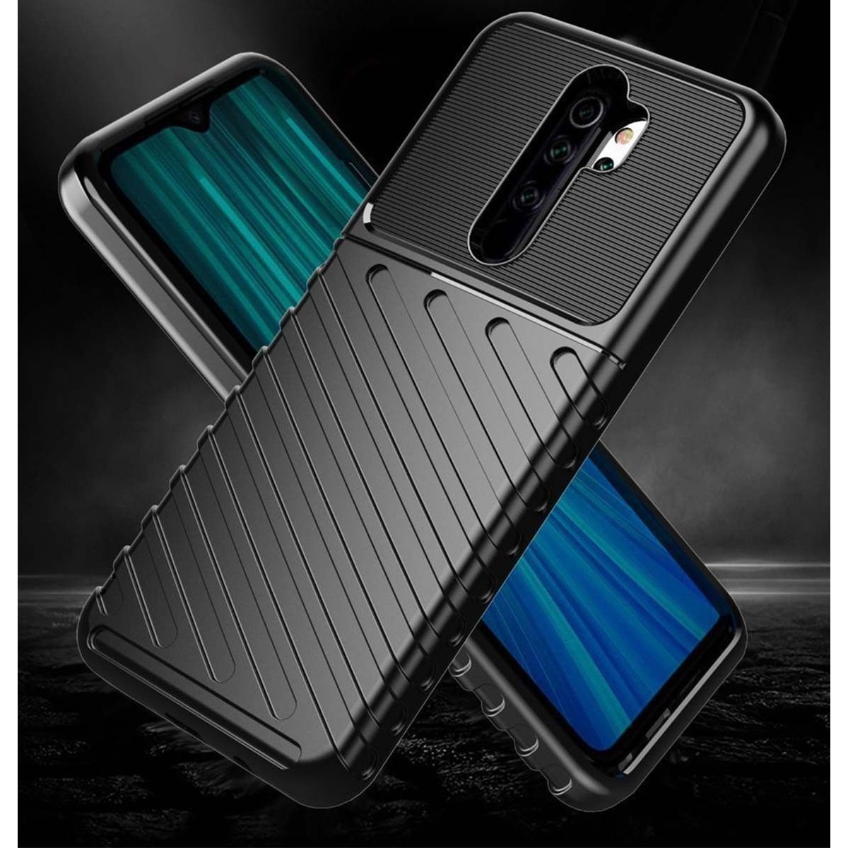 Funda Gel Flexible Thunder Armor Rugged para Xiaomi Redmi 9 color Negra