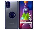 Funda Mate con Borde Azul y Anillo Giratorio 360 para Samsung Galaxy M51