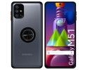 Funda Mate con Borde Negro y Anillo Giratorio 360 para Samsung Galaxy M51