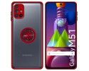 Funda Mate con Borde Rojo y Anillo Giratorio 360 para Samsung Galaxy M51