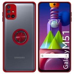 Funda Mate con Borde Rojo y Anillo Giratorio 360 para Samsung Galaxy M51