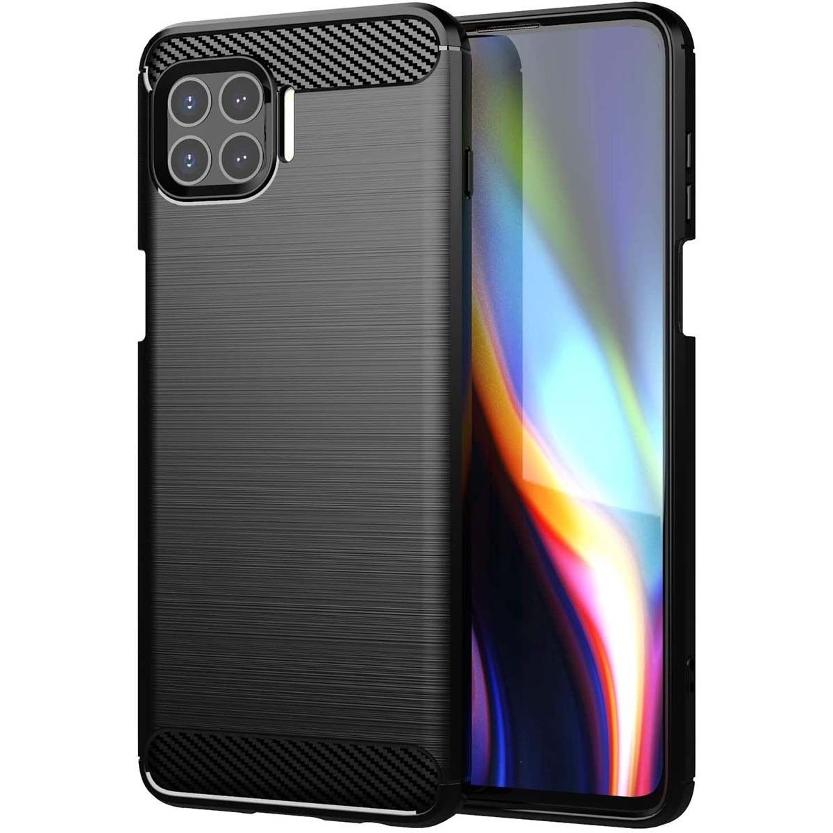 Funda Gel Tpu Tipo Carbon Negra para Motorola Moto G 5G Plus