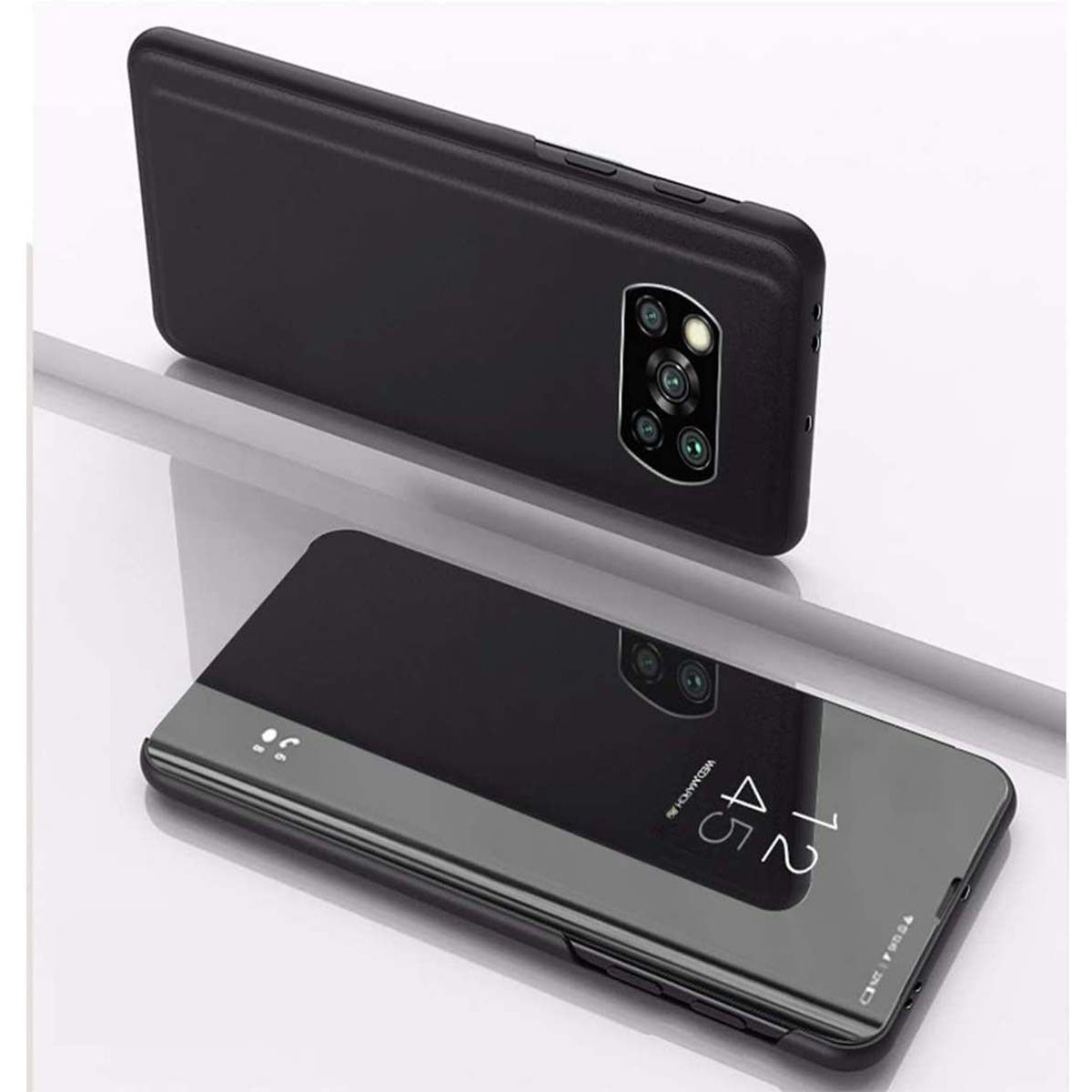 Funda Flip Cover Clear View para Xiaomi POCO X3 NFC / X3 PRO color Negra