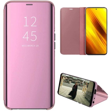 Funda Flip Cover Clear View para Xiaomi POCO X3 NFC / X3 PRO color Rosa