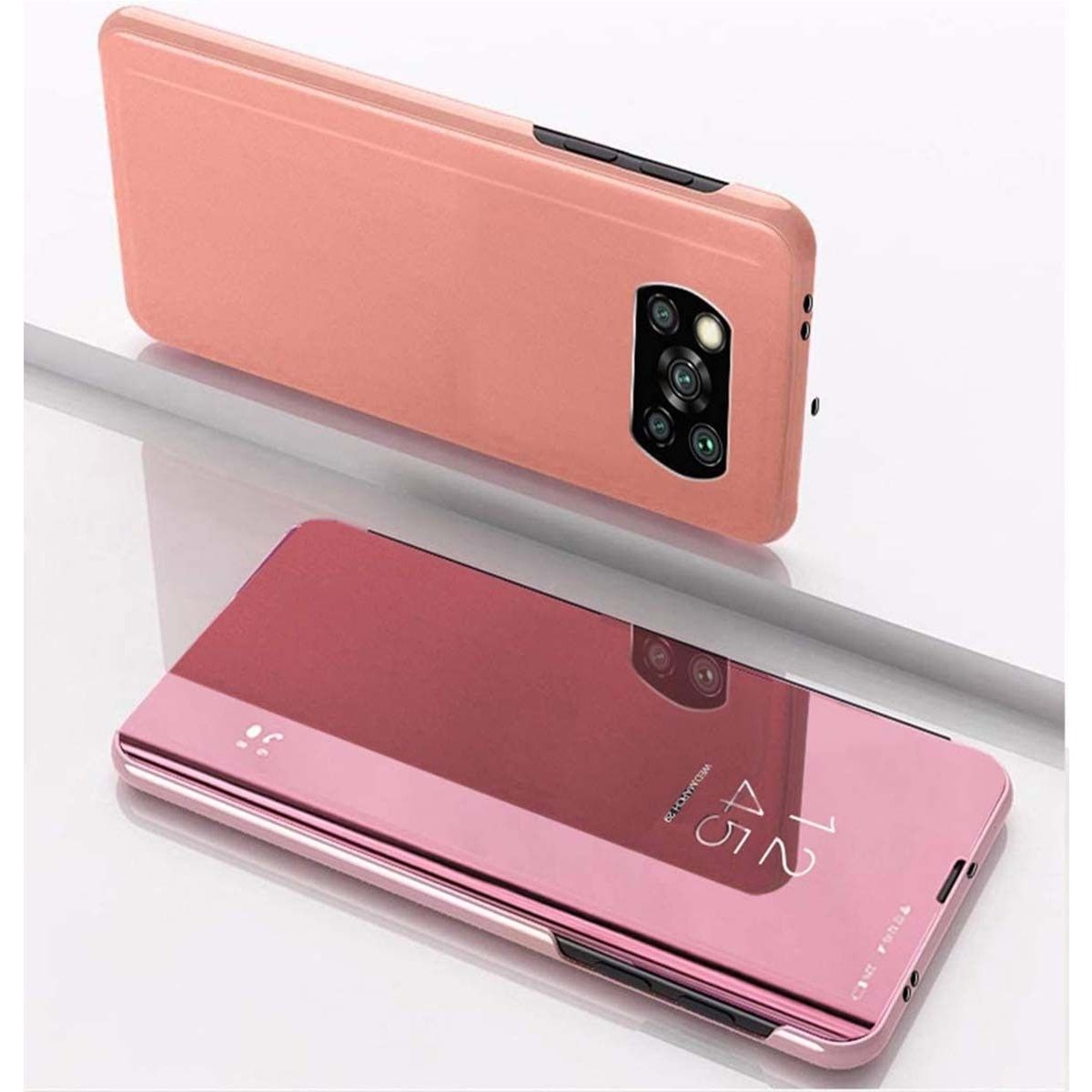Funda Flip Cover Clear View para Xiaomi POCO X3 NFC / X3 PRO color Rosa