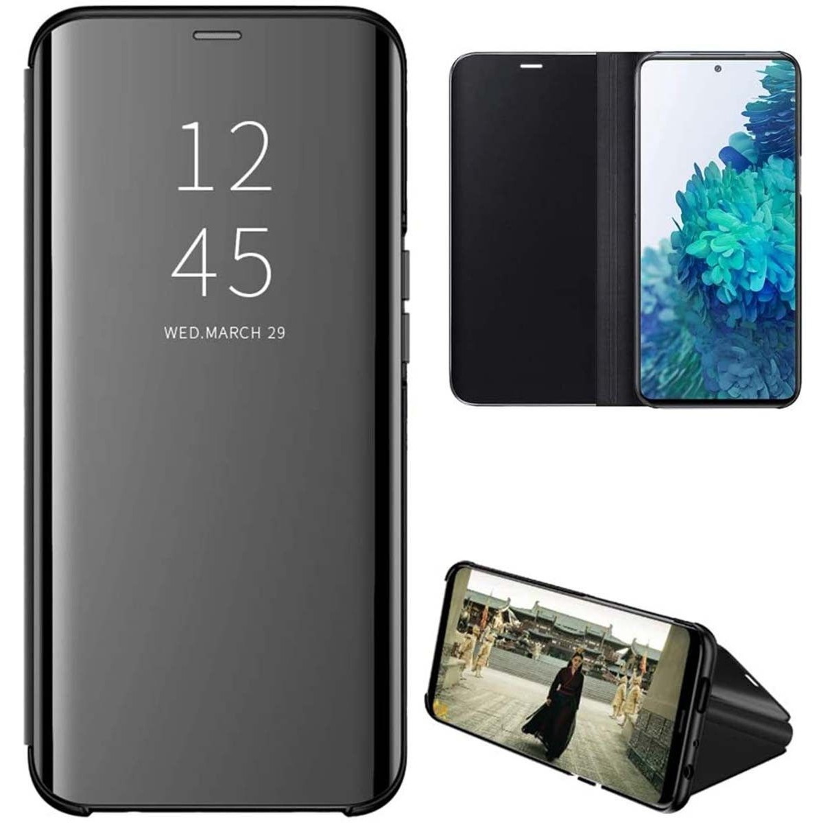 Funda Flip Cover Clear View para Samsung Galaxy S20 FE color Negra