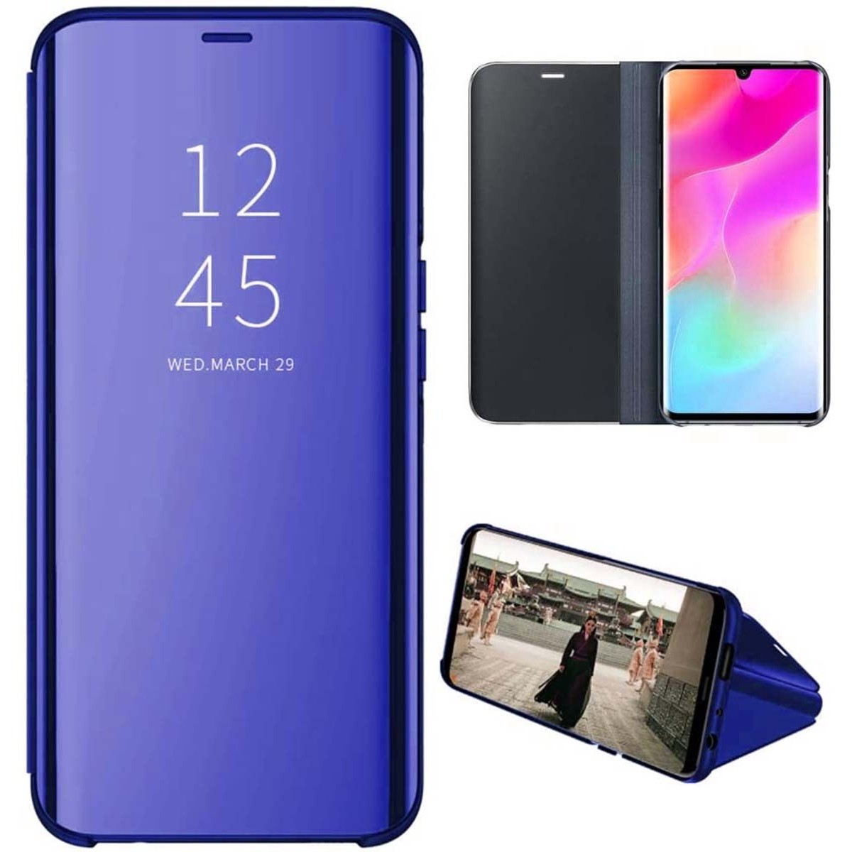 Funda Flip Cover Clear View para Xiaomi Mi Note 10 Lite color Azul