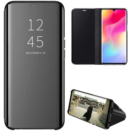 Funda Flip Cover Clear View para Xiaomi Mi Note 10 Lite color Negra