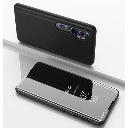 Funda Flip Cover Clear View para Xiaomi Mi Note 10 Lite color Negra