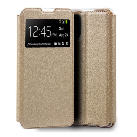 Funda Libro Soporte con Ventana para Xiaomi Mi 10T / Mi 10T Pro color Dorada