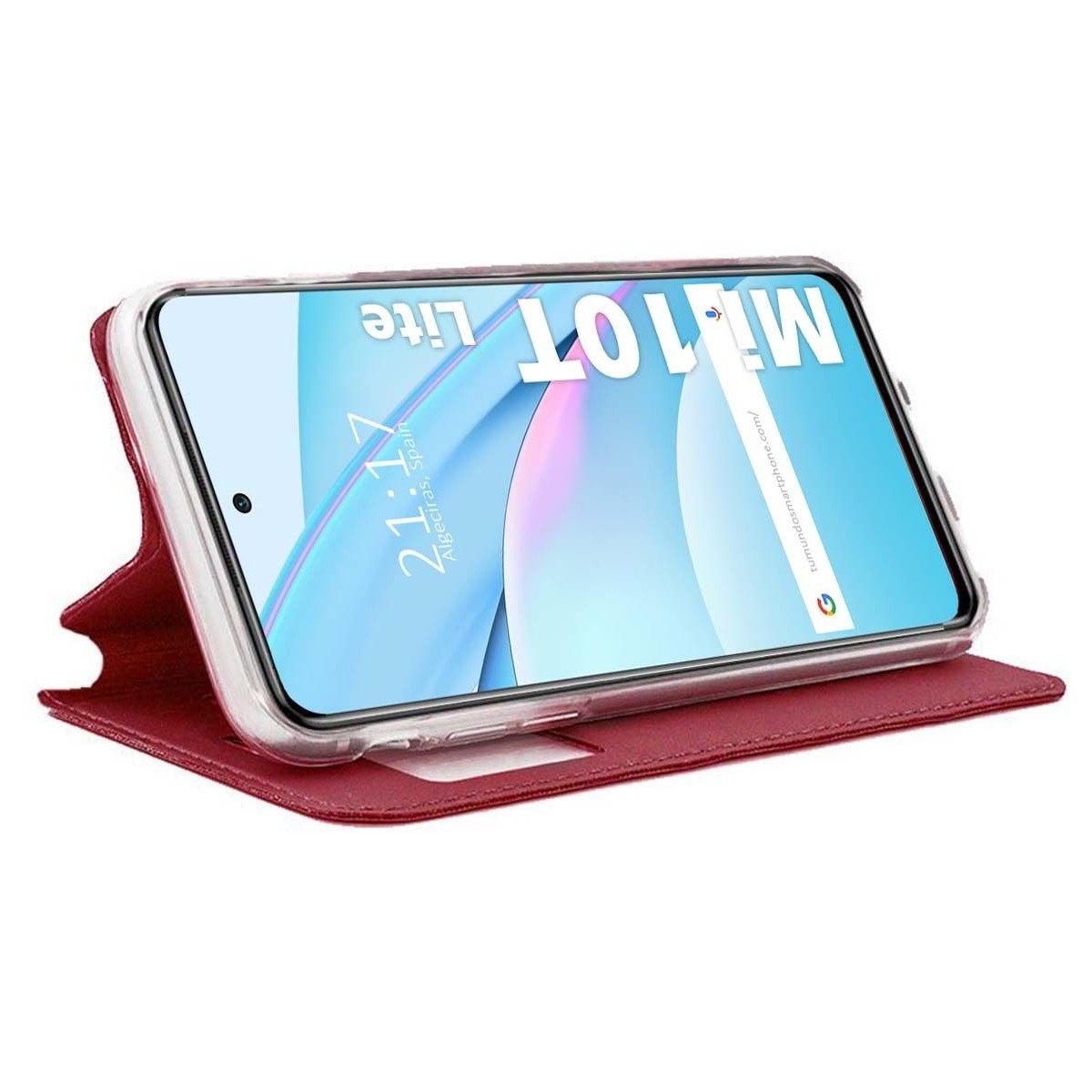 Funda Libro Soporte con Ventana para Xiaomi Mi 10T Lite Color Roja