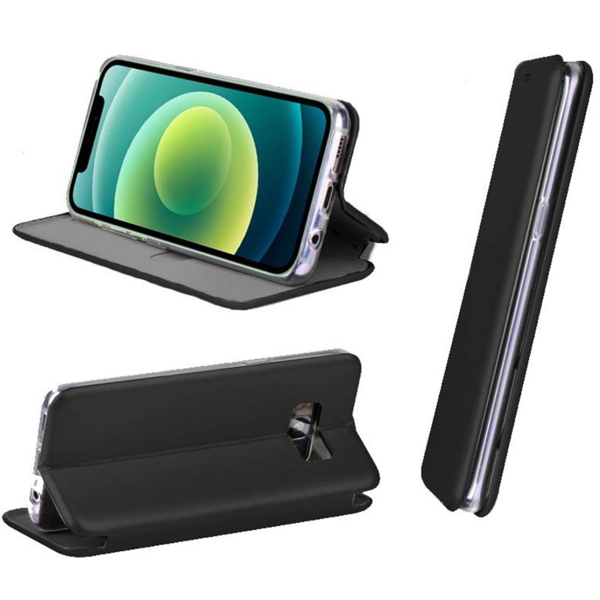 Funda Libro Soporte Magnética Elegance Negra para Iphone 12 / 12 Pro (6.1)