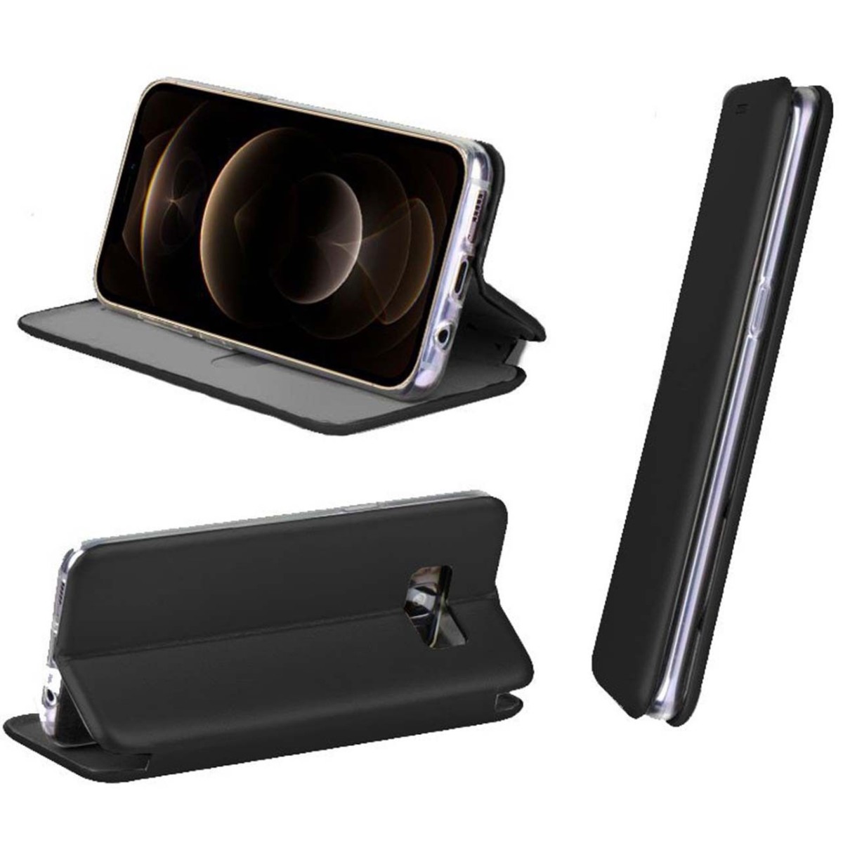 Funda Libro Soporte Magnética Elegance Negra para Iphone 12 Pro Max (6.7)