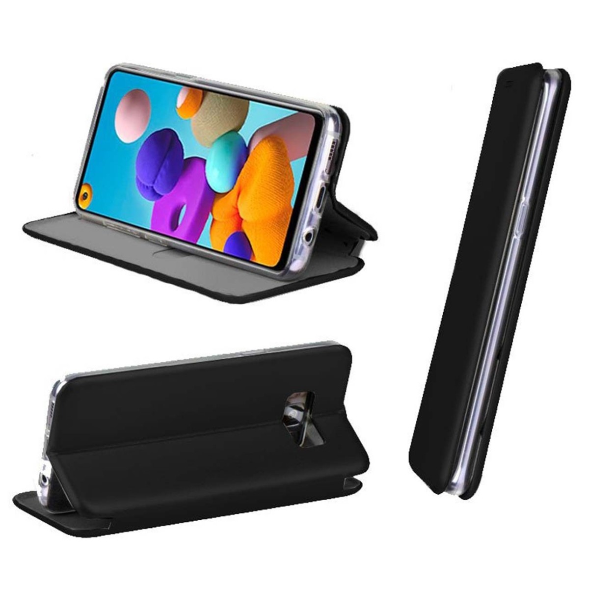 Funda Libro Soporte Magnética Elegance Negra para Samsung Galaxy A21s