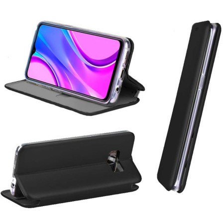 Funda Libro Soporte Magnética Elegance Negra para Xiaomi Redmi 9C