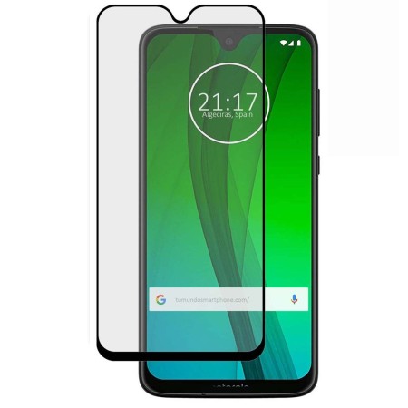 Protector Cristal Templado Completo 5D Full Glue Negro para Motorola Moto e6s Vidrio