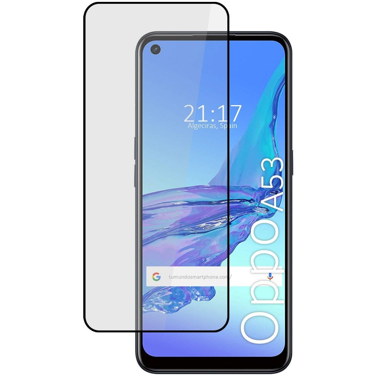 Protector Cristal Templado Completo 5D Full Glue Negro para Oppo A53 / A53s Vidrio
