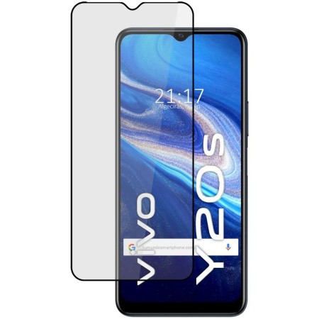 Protector Cristal Templado Completo 5D Full Glue Negro para Vivo Y20s Vidrio
