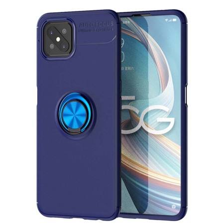 Funda Magnetica Soporte con Anillo Giratorio 360 para Oppo Reno 4Z 5G Azul