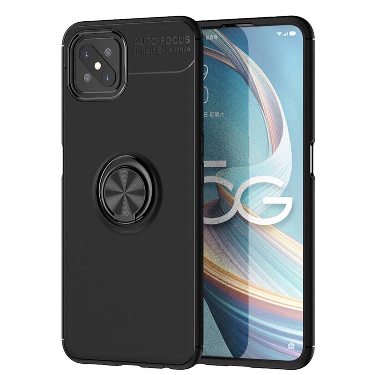 Funda Magnetica Soporte con Anillo Giratorio 360 para Oppo Reno 4Z 5G Negro