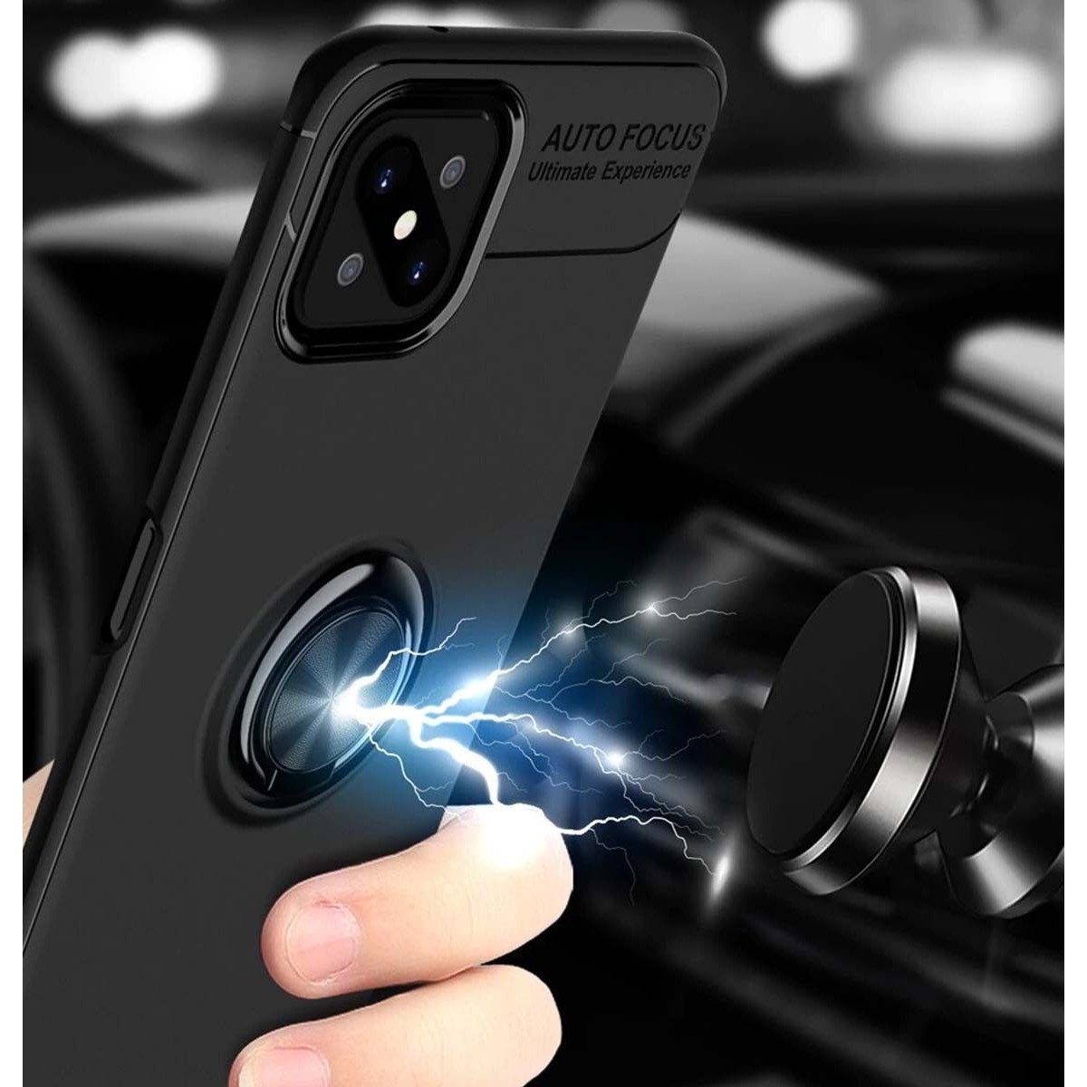 Funda Magnetica Soporte con Anillo Giratorio 360 para Oppo Reno 4Z 5G Negro