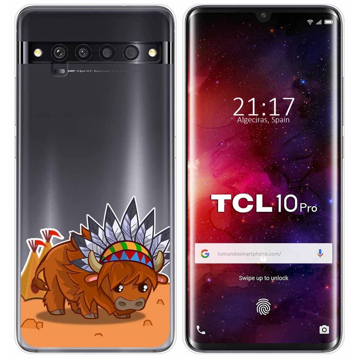 Funda Gel Transparente para TCL 10 Pro diseño Bufalo Dibujos
