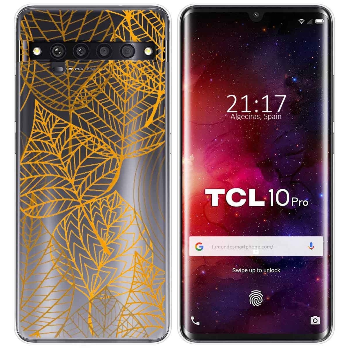 Funda Gel Transparente para TCL 10 Pro diseño Hojas Dibujos