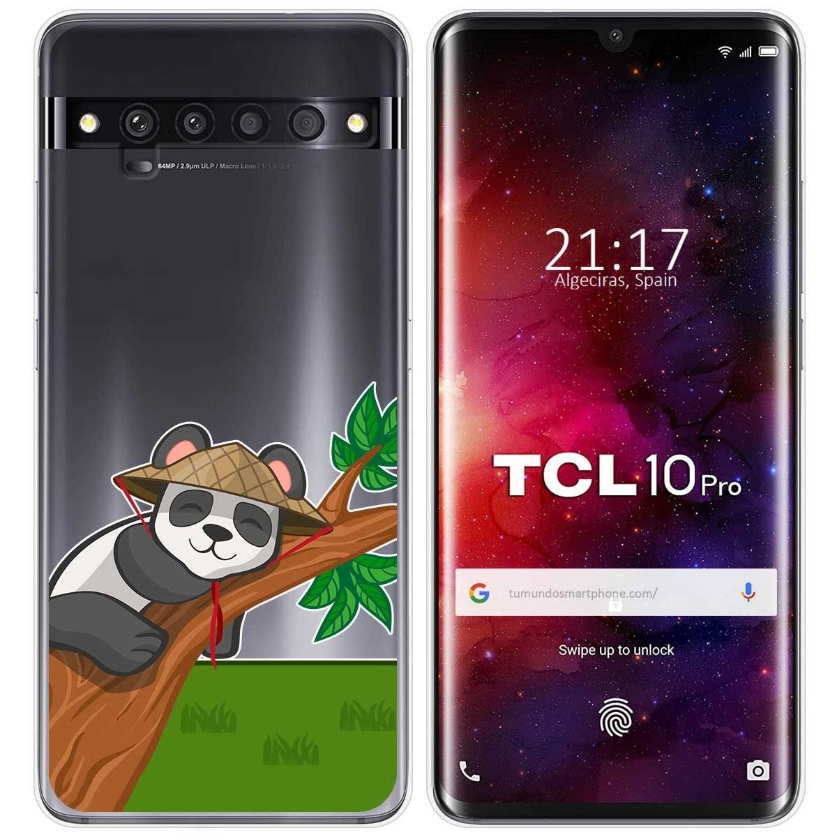 Funda Gel Transparente para TCL 10 Pro diseño Panda Dibujos