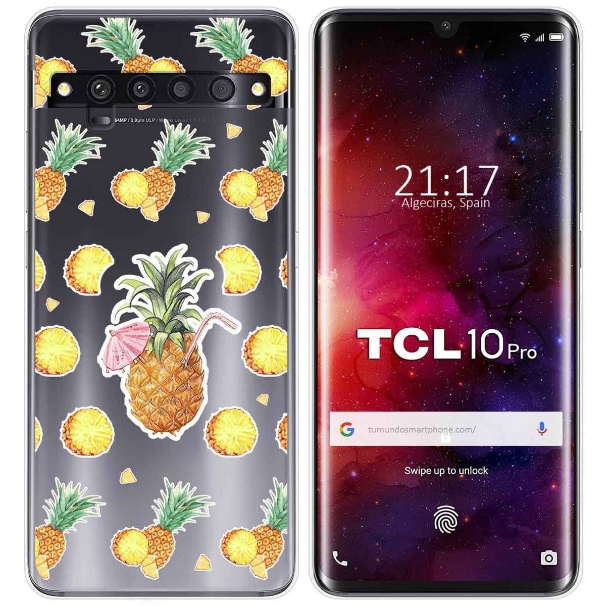 Funda Gel Transparente para TCL 10 Pro diseño Piña Dibujos