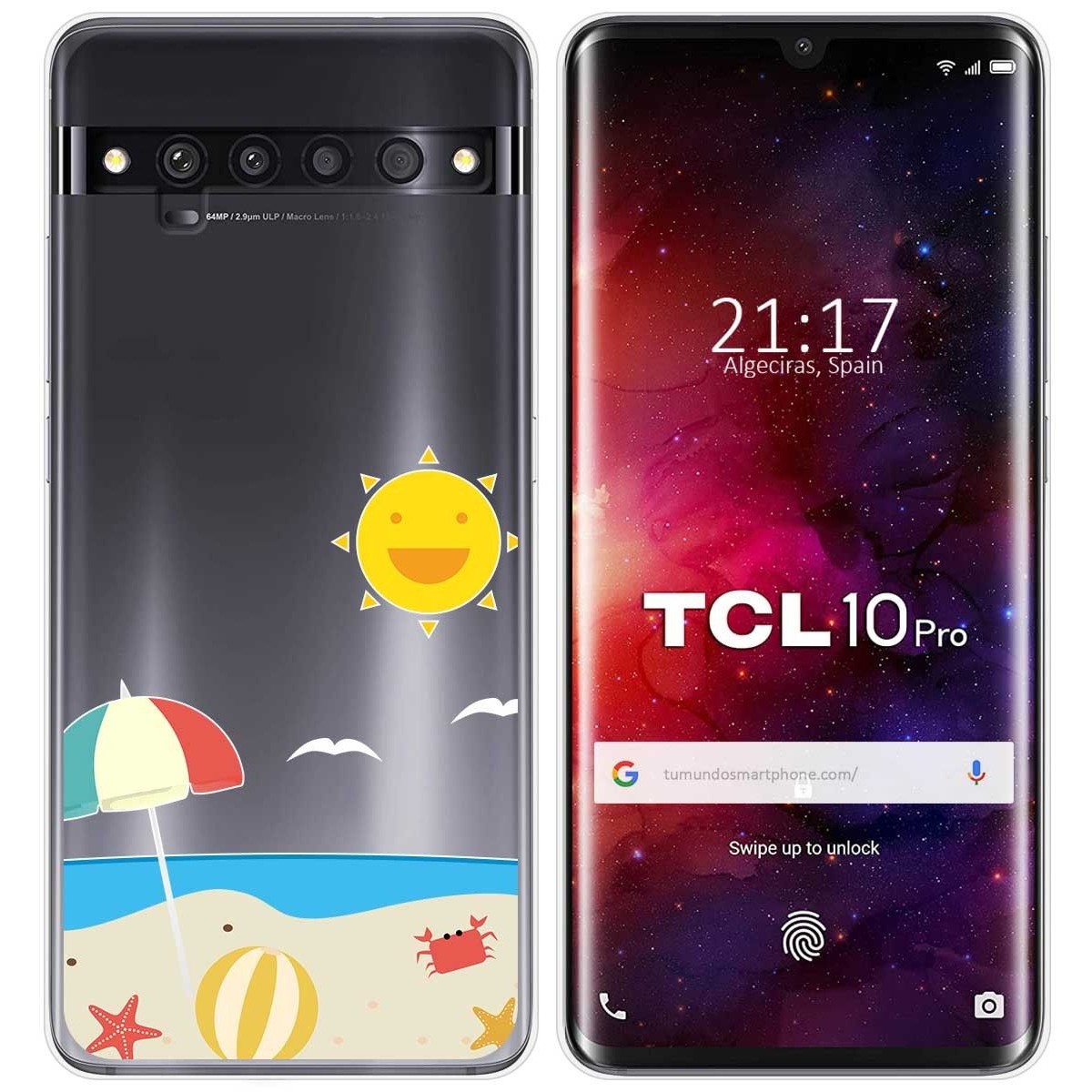 Funda Gel Transparente para TCL 10 Pro diseño Playa Dibujos