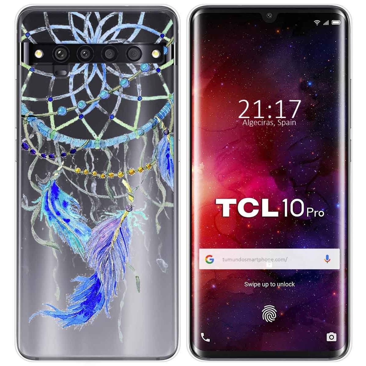 Funda Gel Transparente para TCL 10 Pro diseño Plumas Dibujos