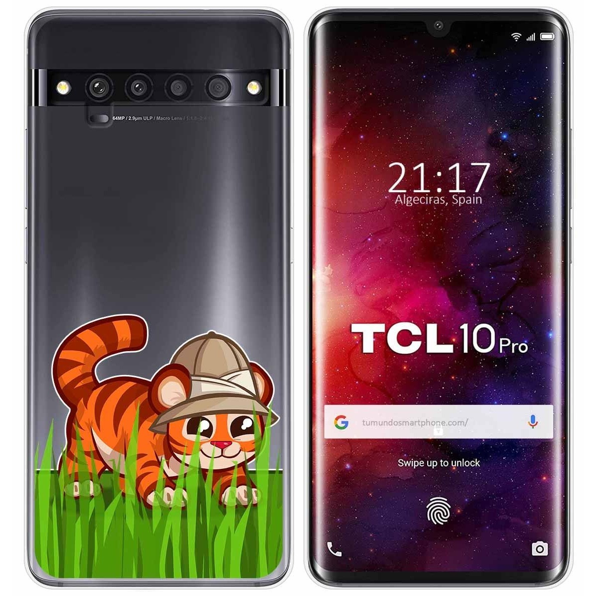 Funda Gel Transparente para TCL 10 Pro diseño Tigre Dibujos