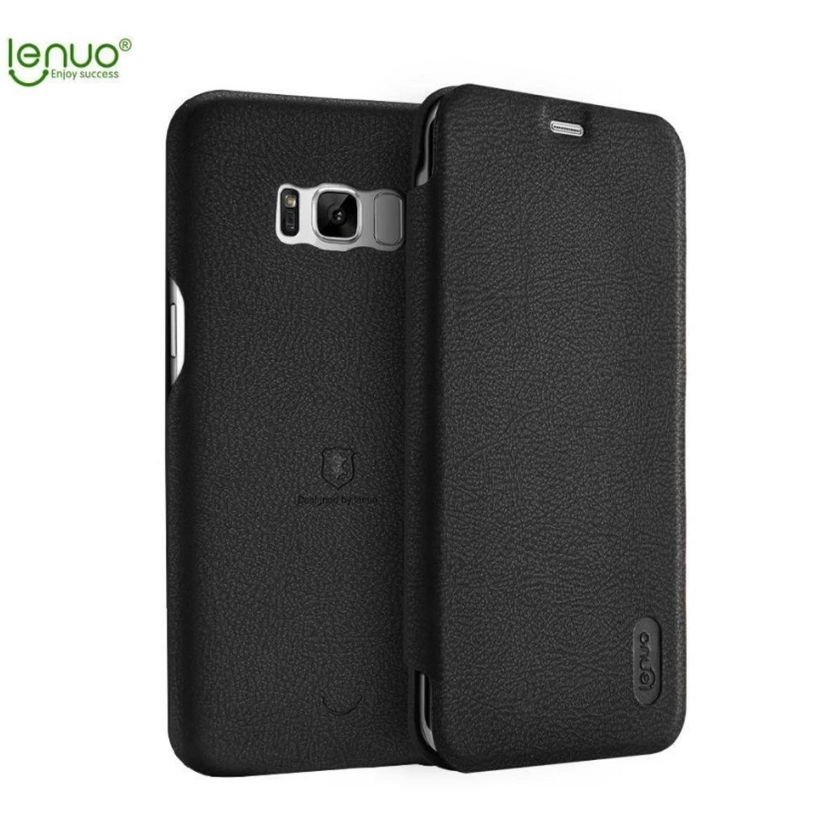 Funda Piel Flip Negra Marca Lenuo para Samsung Galaxy S8 Plus