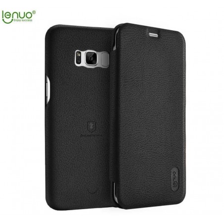 Funda Piel Flip Negra Marca Lenuo para Samsung Galaxy S8 Plus