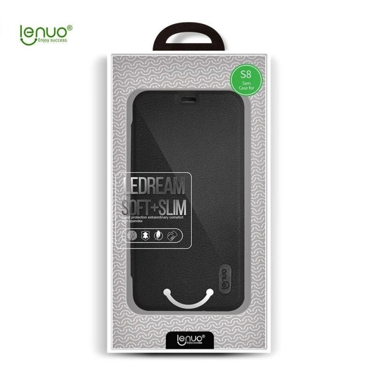 Funda Piel Flip Negra Marca Lenuo para Samsung Galaxy S8 Plus