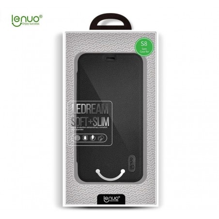 Funda Piel Flip Negra Marca Lenuo para Samsung Galaxy S8 Plus