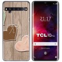 Funda Gel Tpu para TCL 10 Pro diseño Corazones Madera Dibujos