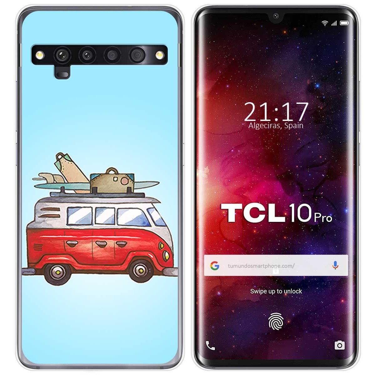 Funda Gel Tpu para TCL 10 Pro diseño Furgoneta Dibujos