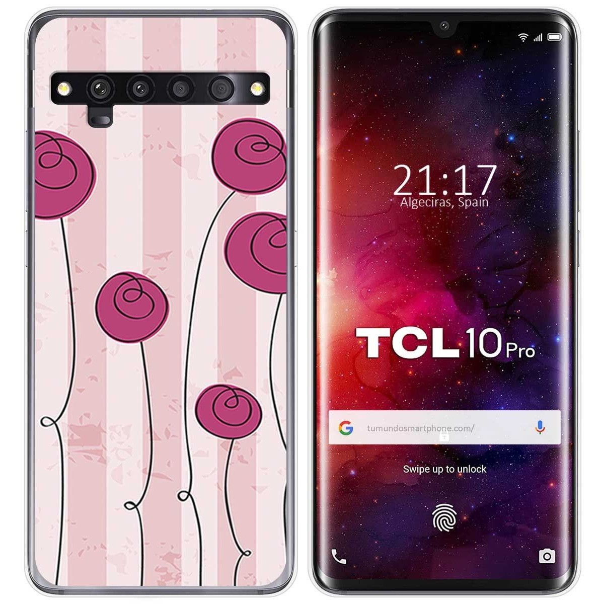 Funda Gel Tpu para TCL 10 Pro diseño Flores Vintage Dibujos