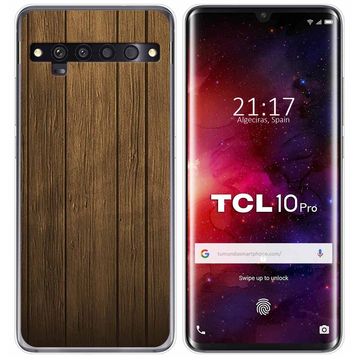 Funda Gel Tpu para TCL 10 Pro diseño Madera Dibujos