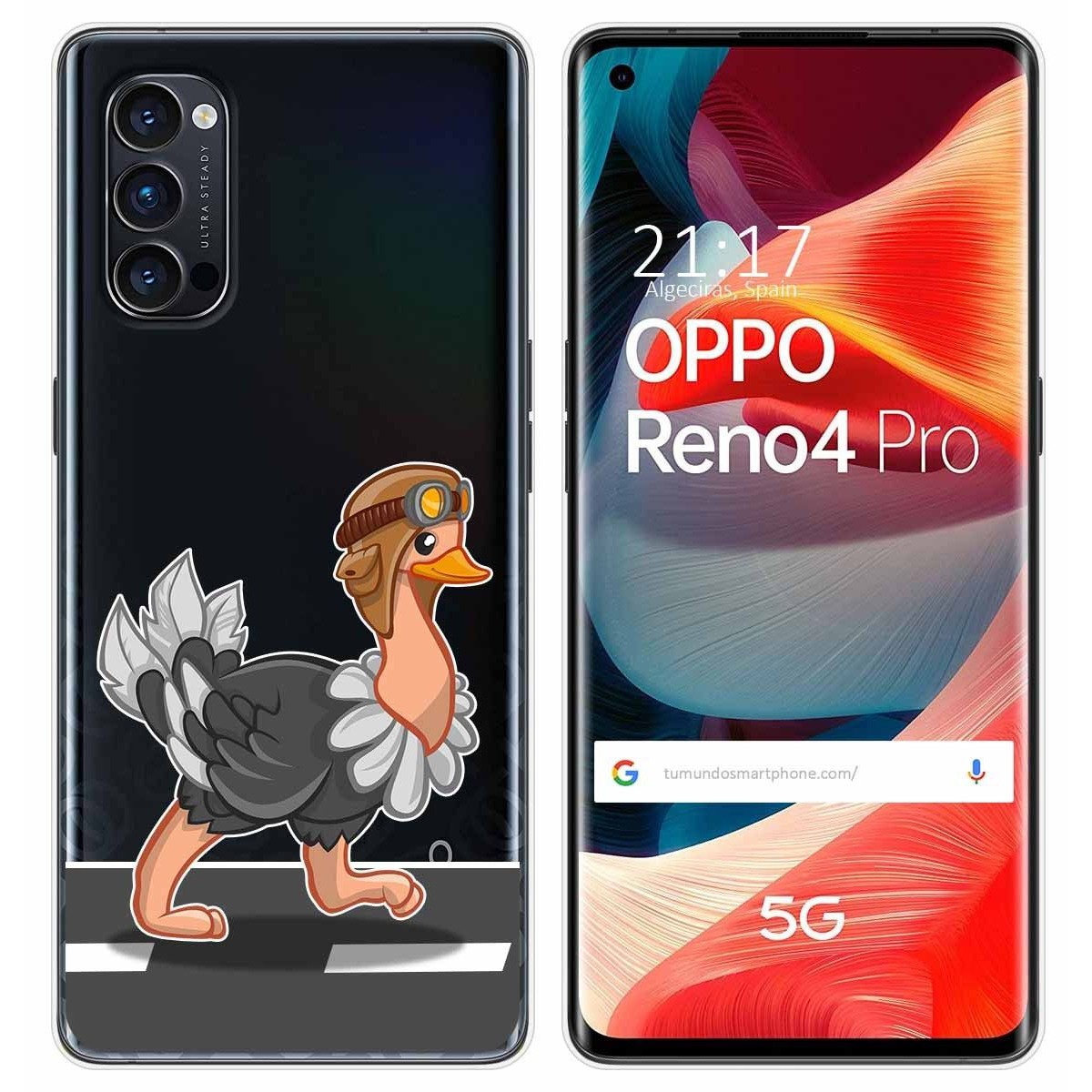 Funda Gel Transparente para Oppo Reno 4 Pro 5G diseño Avestruz Dibujos