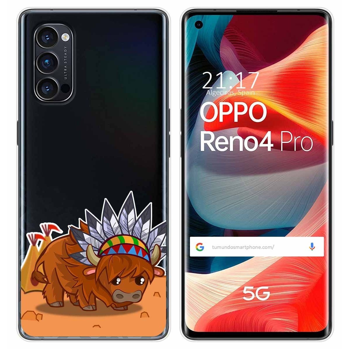 Funda Gel Transparente para Oppo Reno 4 Pro 5G diseño Bufalo Dibujos