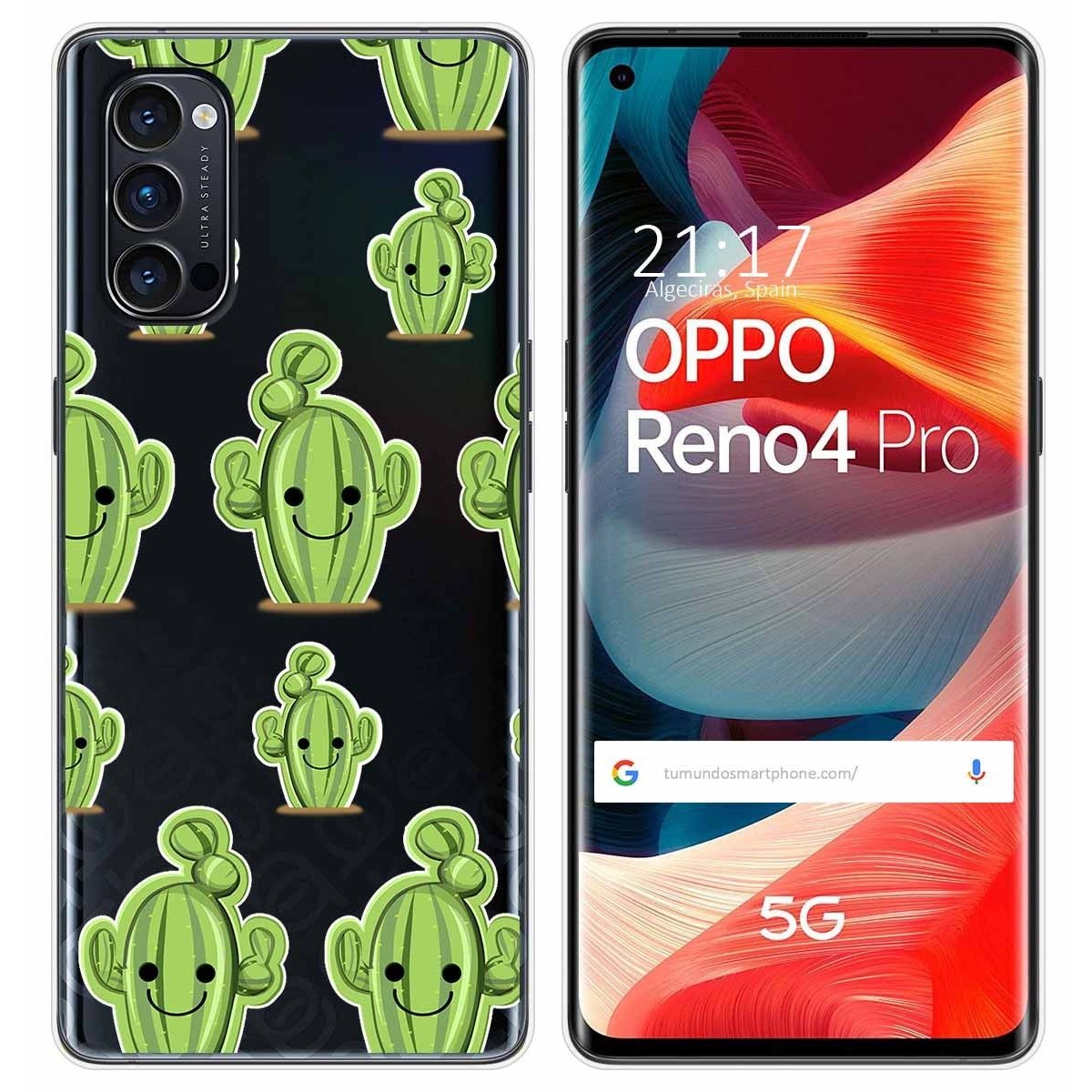 Funda Gel Transparente para Oppo Reno 4 Pro 5G diseño Cactus Dibujos
