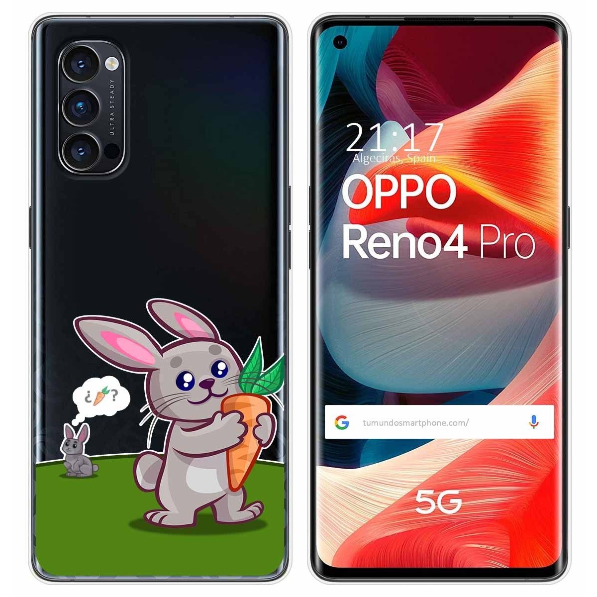 Funda Gel Transparente para Oppo Reno 4 Pro 5G diseño Conejo Dibujos