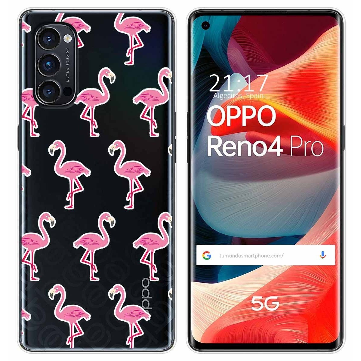 Funda Gel Transparente para Oppo Reno 4 Pro 5G diseño Flamenco Dibujos